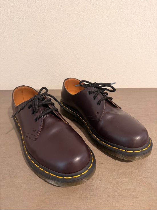 Dr. Martens Other - Classic Dr. Martens Lace-Up Oxblood Leather Shoes with Yellow Stitching. M6, L7